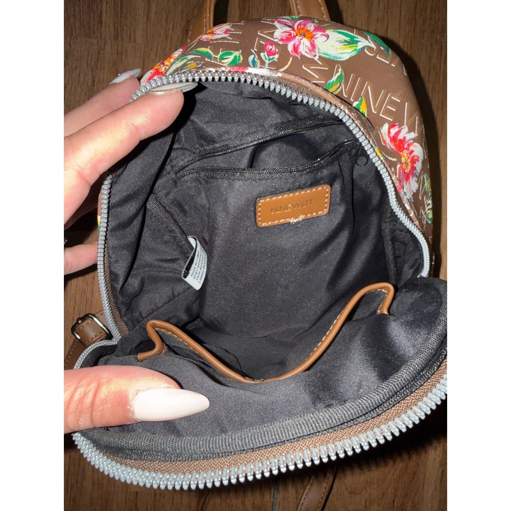 Small Nine West floral purse backpack. Minor flaw on back in pictures. - Picture 4 of 8